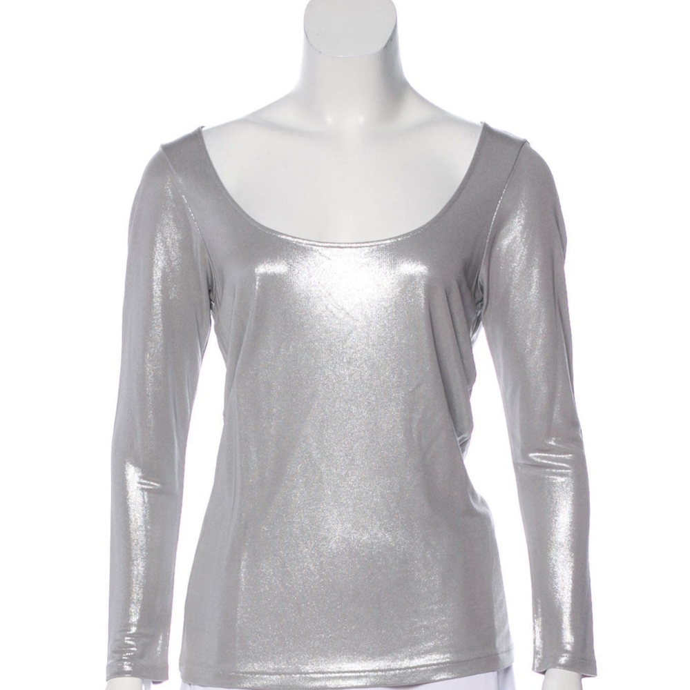 Ralph Lauren Silver metallic scoop neck top